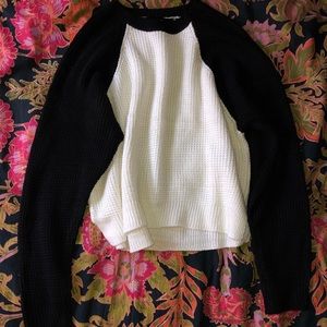 Black and cream waffle knit sweater. Size SMALL